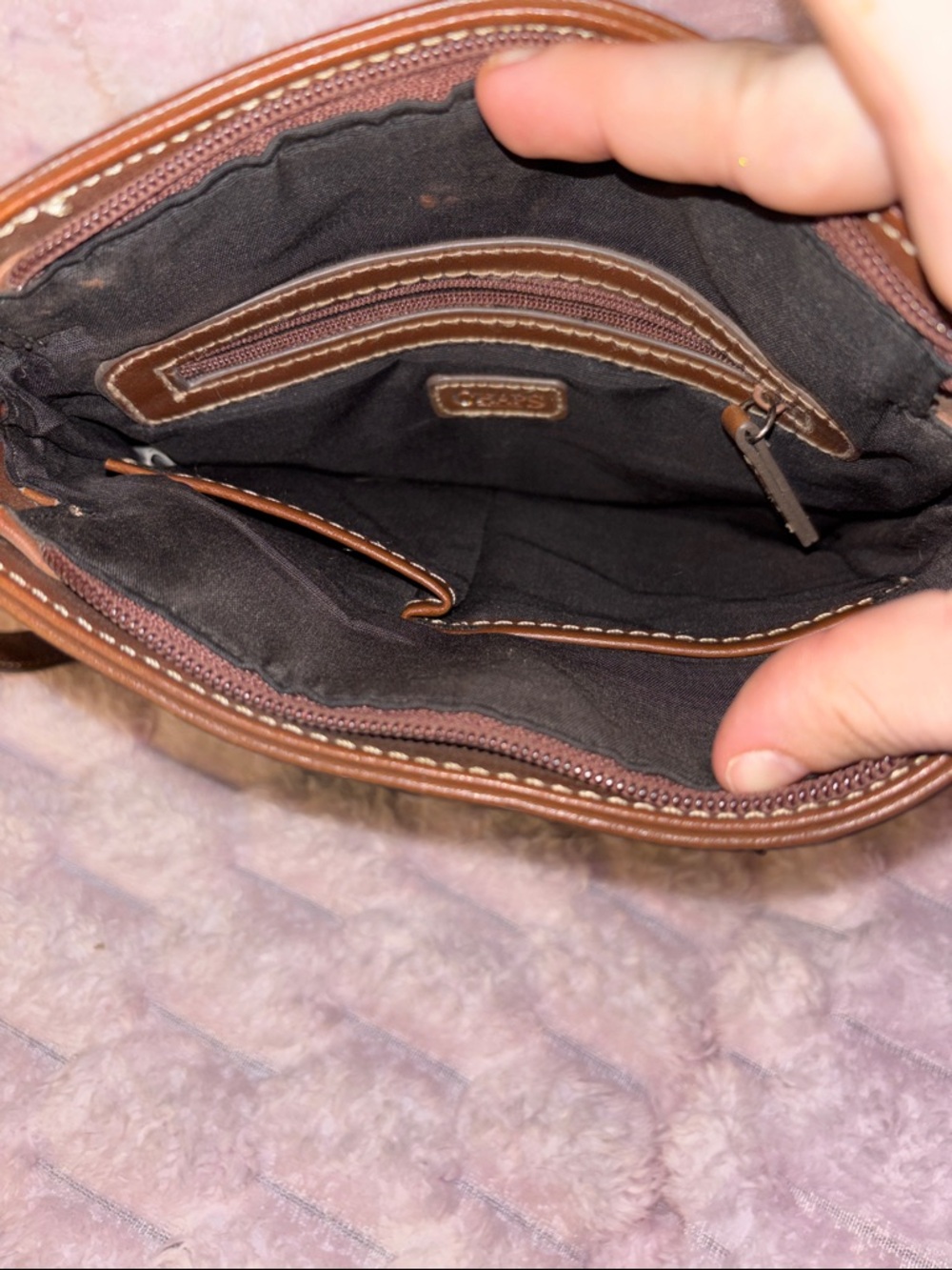 Chaps Brown and Black Two-Tone Messenger Bag - Picture 2 of 5